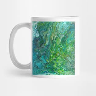 Poured paint - blues and lush greens Mug